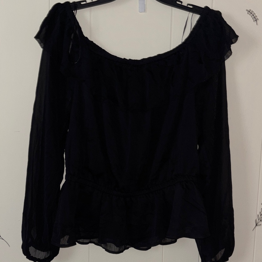 Sofia by Sofia Vergara Black Ruffle Blouse